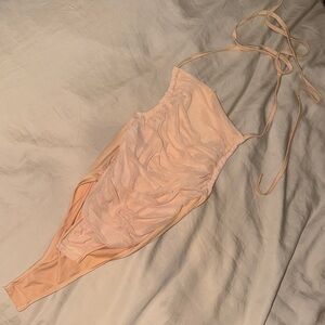 Ruched Peach tan Bodysuit